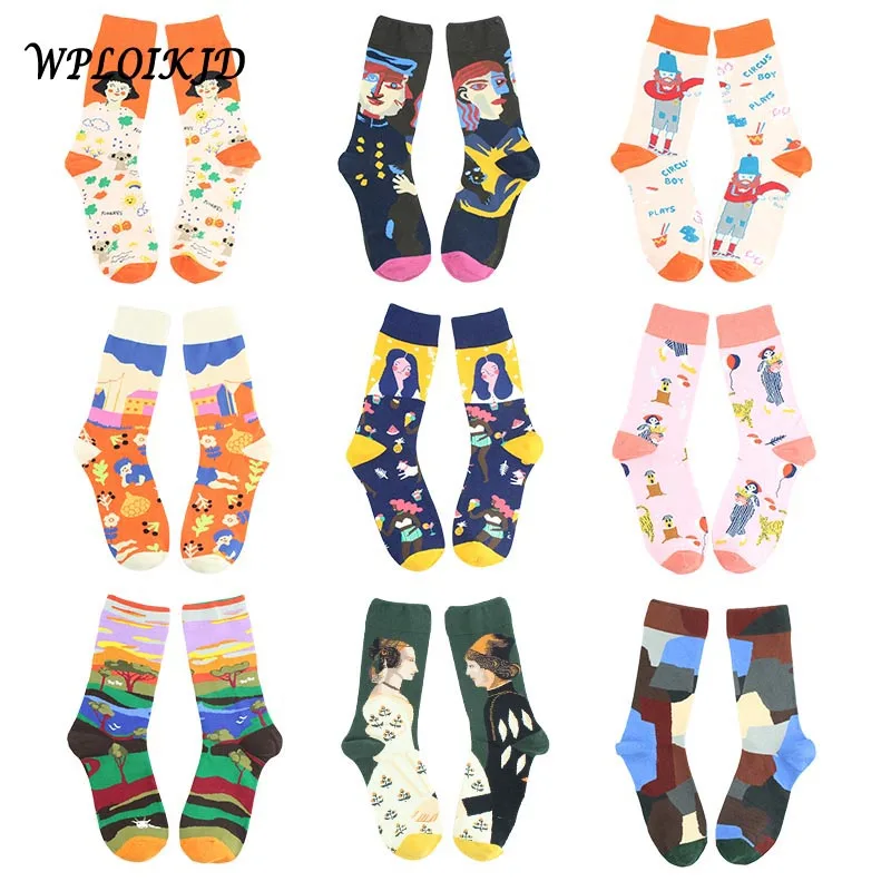 WPLOIKJD/качественные повседневные цветные носки; Новинка; сезон осень-зима; стильные женские носки; модные Забавные милые носки; креативные носки; Calcetines Skarpetki