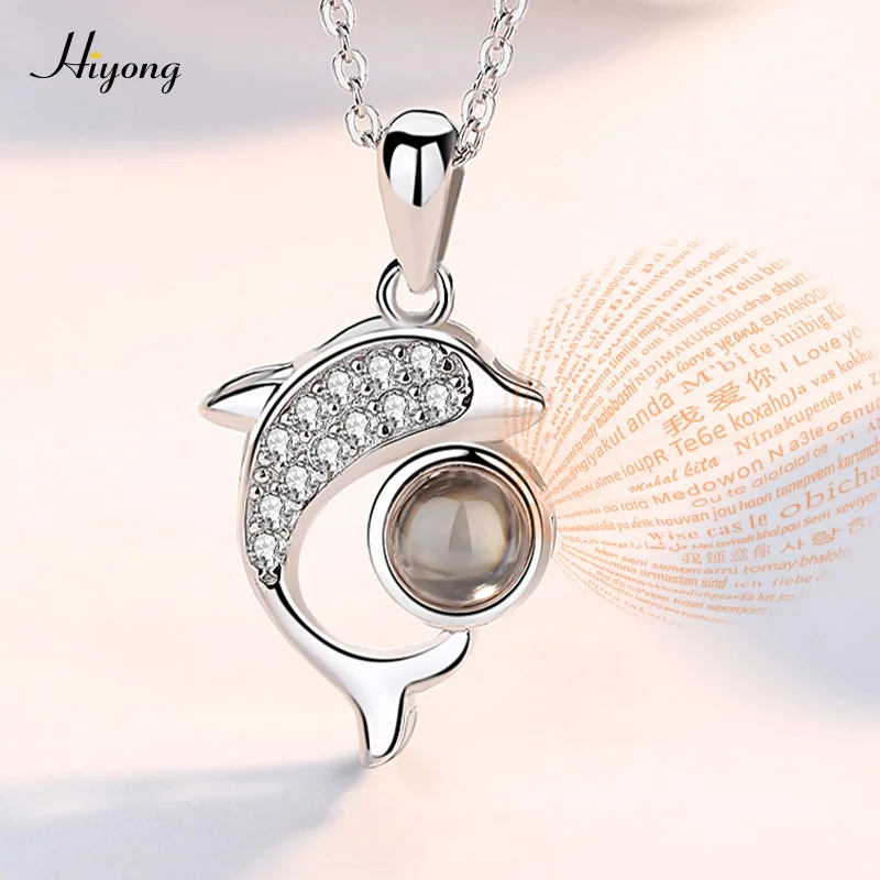 05-Silver HI YONG женское ожерелье с надписью «Love Memory», подвеска с подвеской «I Love You», 100 языков, лучший подарок на день Святого Валентина - Окраска металла: 05-Silver