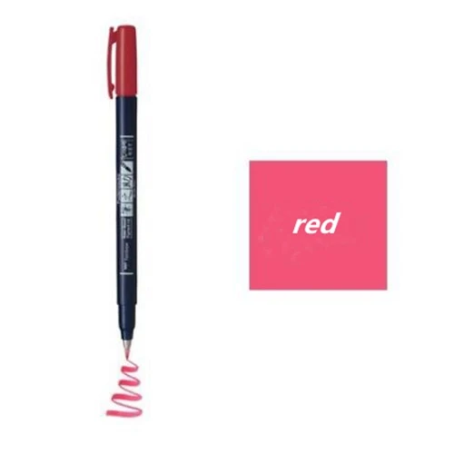 red soft head 1 шт. Tombow ручка-кисть для каллиграфии практика каллиграфии маркер ручка с надписью мягкий почерк школьные офисные принадлежности канцелярские принадлежности - Цвет: red soft head
