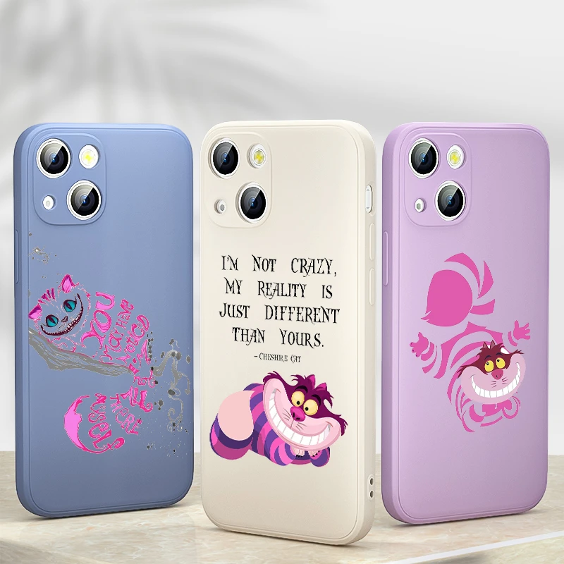 Cheshire Cat Alice in Wonderland Liquid Silicone Soft Phone Case For Apple iPhone 13 12 mini 11 8 7 6 XS XR SE 2020 Pro Max Plus iphone 13 pro max case leather