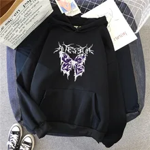 

Gothic Cartoon Hip Hop Oversized Hoodies Women Japanese Anime Butterfly Print Hoodies Women Sweatshirt Winter Pullovers Jacket