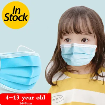 

50pcs 3 Layer Disposable children mask Elastic Soft Breathable mouth face mask Non-woven Thickened Kids Dust Masks