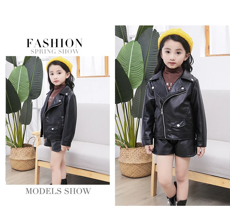 Baby Girl Boy Spring Autumn PU Coat Jacket Kids Fashion Leather Jackets Children Overwear Clothes