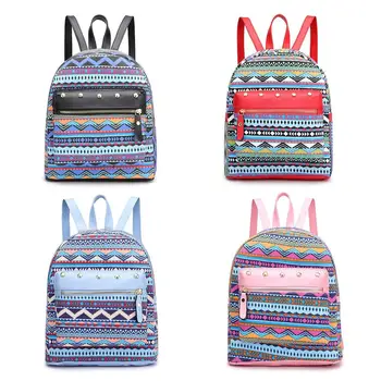 

Ethnic Rivet Printing Backpacks Girls Large Capacity Knapsack Canvas Women School Shoulder Bags for Casual Travel