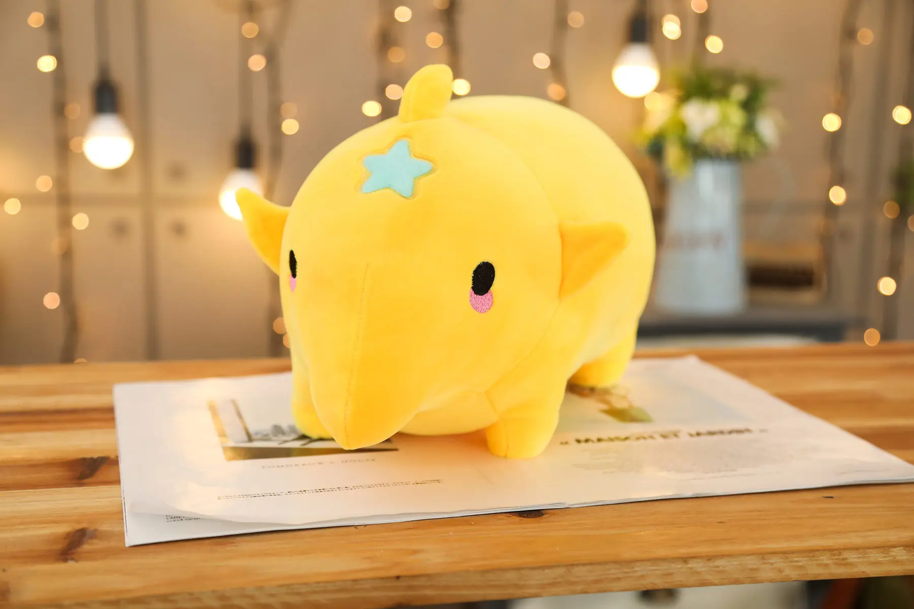 1 шт. epacket мягкая милая плюшевая подушка в виде носорога Kawaii Мягкие плюшевые игрушки для детей Детская Успокаивающая кукла подарок для девочек - Цвет: yellow
