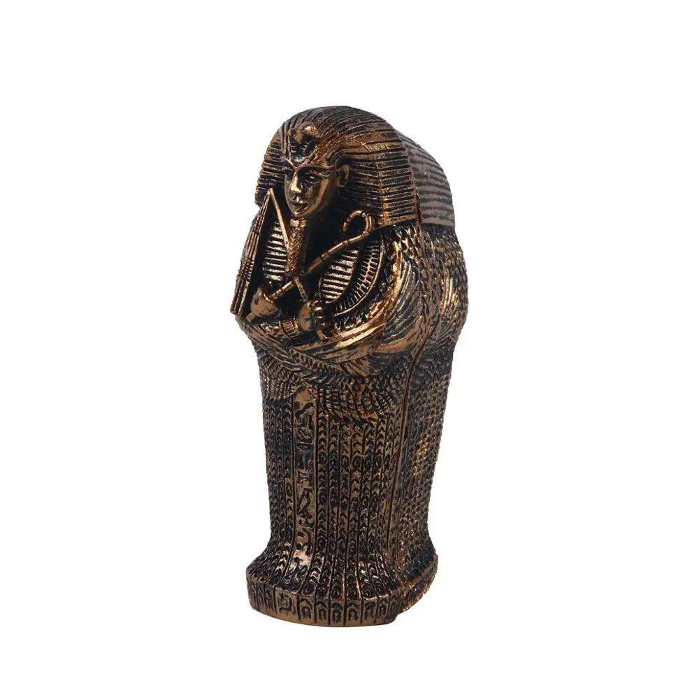 Resin Egypt Mummy Figurine Statue Miniature with Coffin Sandplay Accessory