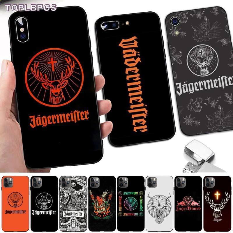TOPLBPCS Jagermeister logo Silicone Black Phone Case for iPhone 8 7 6 6S Plus X 5 5S SE 2020 XR 11 pro XS MAX iphone 8 plus wallet case