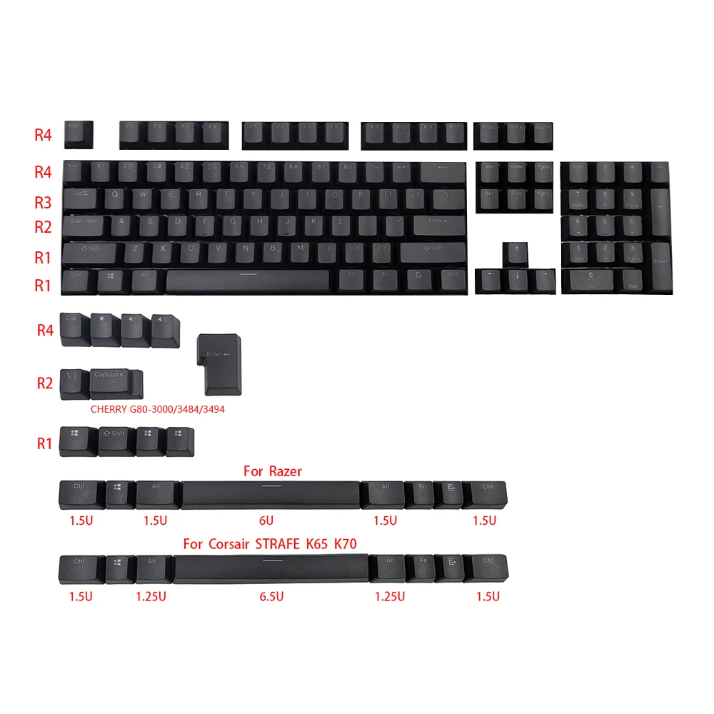 Pbt Double Shot Backlit Keycaps Teclado Mecânico Razer Keycap Corsair Strafe K65 K70 Logitech G710 Mais Branco Preto 131 Teclas
