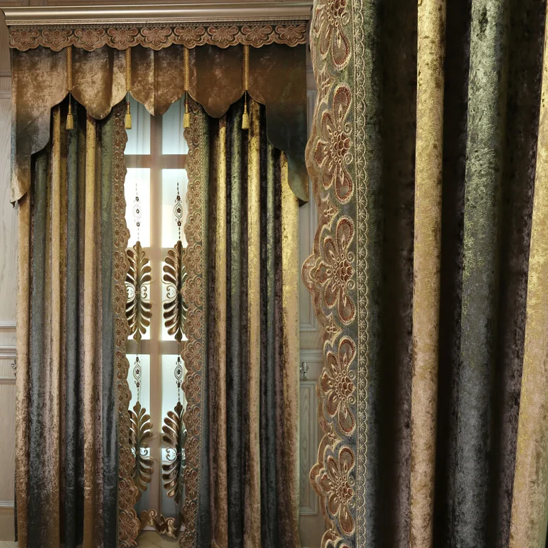 

European embroidered Shade curtain and tulle for living room/bedroom Windows blinds,Luxury villa curtain, classic window curtain