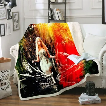 

3D Print Sherpa Blanket Sofa GOT Snow Couch Quilt Cover Travel Bedding Outlet Velvet Plush Throw Fleece Blanket