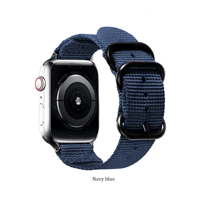 Blue Подходит для apple watch серии 4/3/2/1 нейлоновый гибкий дышащий сменный ремешок спортивный серии с цветный рисунком и классической застежкой - Цвет ремешка: Blue