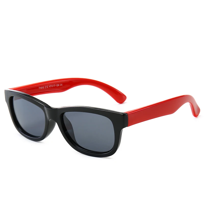 Black Red Детские поляризованные солнцезащитные очки, UV400, очки oculos de sol, Детские зеркальные солнцезащитные очки, винтажная оправа для мальчиков и девочек, солнцезащитные очки SKT1510 - Цвет линз: Black Red