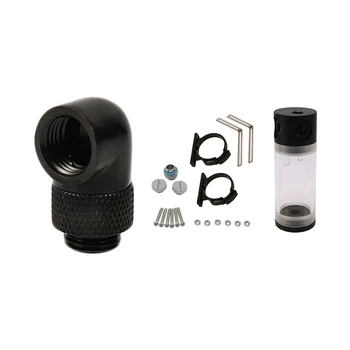 

G1/4 Thread Rotary Fitting Water Cooling Connector 90 Degree Fitting Adapter with Cylinder Reservoir Water Tank G1/4