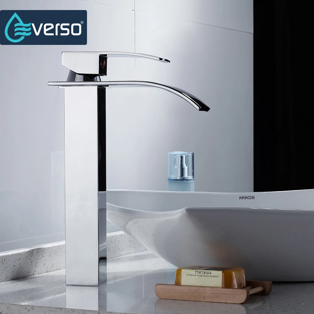 Хромированный смеситель для раковины EVERSO кран горячей и холодной воды с одной