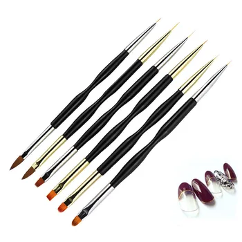 

1PC Manicure Brush Black Uv Gel Nail Brush Double Thin Nail Brush 7/9/11mm Nail Stripe Brush
