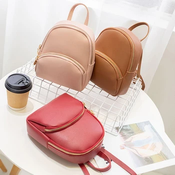 

Backpack Women Leather Shoulder Bag For Teenage Girls Kids Multi-Function Small Bagpack Female Ladies School Backpack Mochila