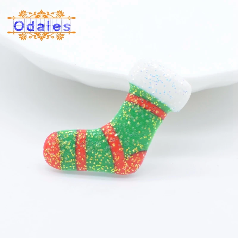 30 шт./лот Забавный Снеговик блеск с плоской спинкой кабошон X-mas вечерние DIY мультяшный Рождественский Снеговик рождественское ручное творчество Diy Смола поставка - Цвет: Sock 1