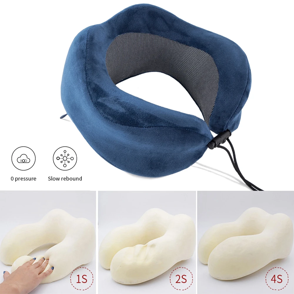 Новая Складная медленно отскоченная подушка для шеи пена памяти u-образная надувная подушка для путешествий аксессуары для путешествий подушки для сна самолет
