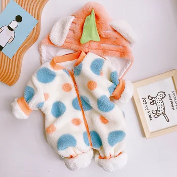 

Winter Newborn Baby Girls Polka Dot Long Sleeve Thick Lamb Wool Fleece Rompers Infant Jumpsuits Toddler Kids Clothes + Hat