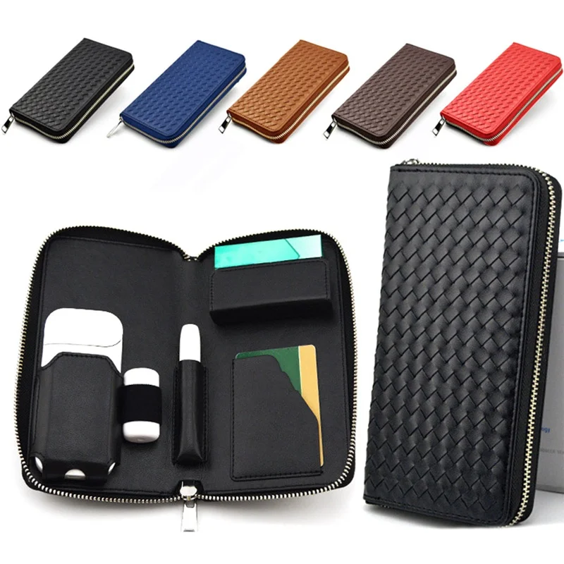 

Leather PU Texture Bags Wallet Soft Touch Black Brown Colors Protective Cover For IQOS 2.4PLUS
