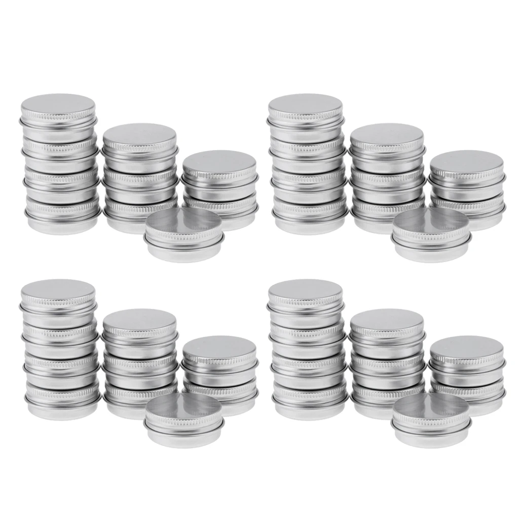 40pcs 15ml Empty Aluminium Lip Balm Tin Pots Cosmetic Cream Jar Bottle Container Candle Tins with Screw Lid
