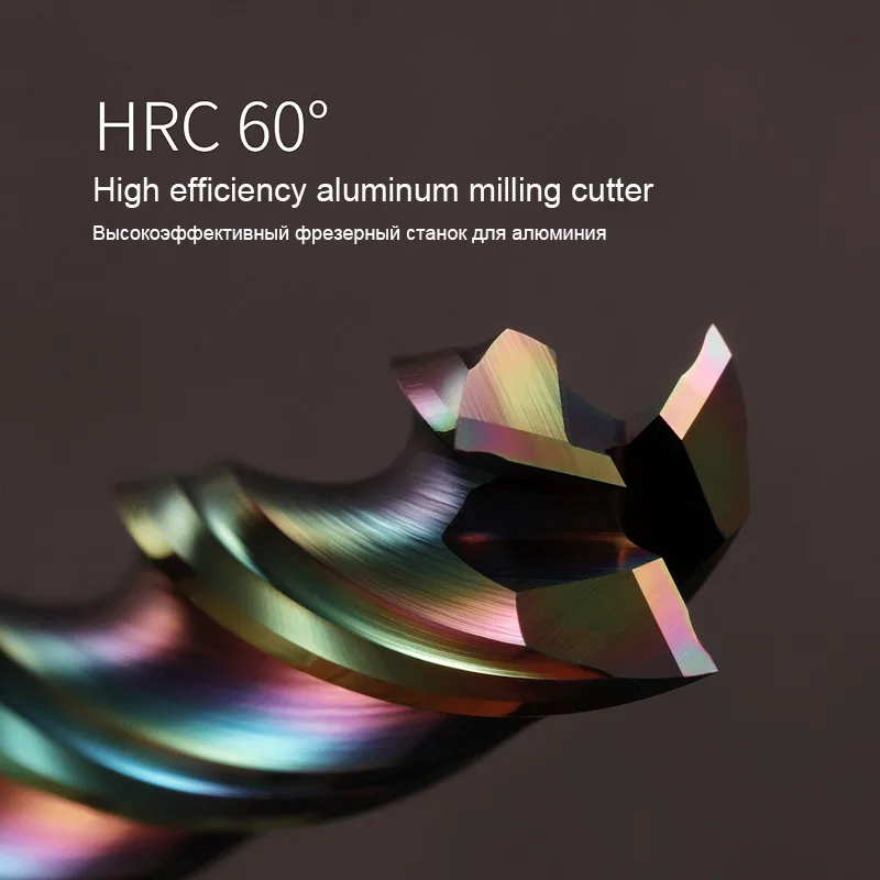 Концевая фреза HRC60 режущая из алюминия меди дерева с цветным покрытием 3 флейты