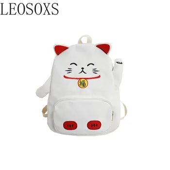 

Cute Cartoon Backpack Cat Ear Girl Schoolbag for Teenage Women Back Pack Canvas Animal Shape School Backpack Famale Teen Bagpack