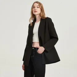 Blazer informal para mujer, chaqueta de color liso con bolsillo de doble botonadura, abrigo decorativo para otoño e invierno, novedad de 2021