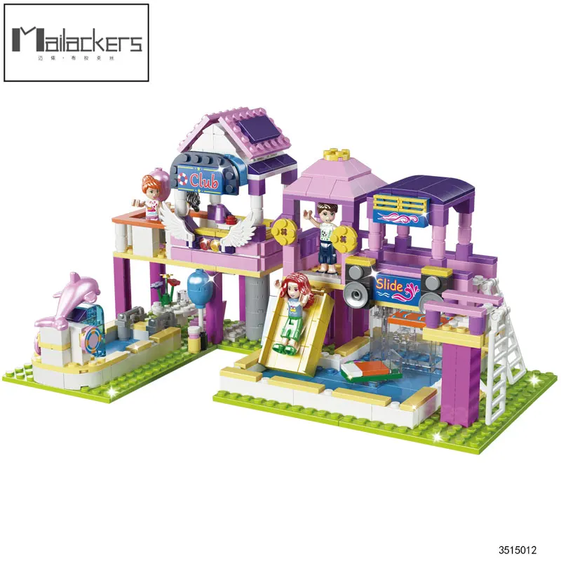 

Minecraft Friends Princess Series Brlcks Pool Party Fun Pool Slide Park Building Blocks Kids Educational Toys For Children Gifts