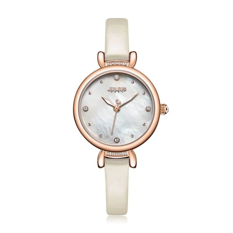 Julius uhr Leder Band Uhr Perle Zifferblatt lusus Geschenk Uhr Für Frauen Mode Quartz Einfachheit Damen tyagliche Uhr JA-1087