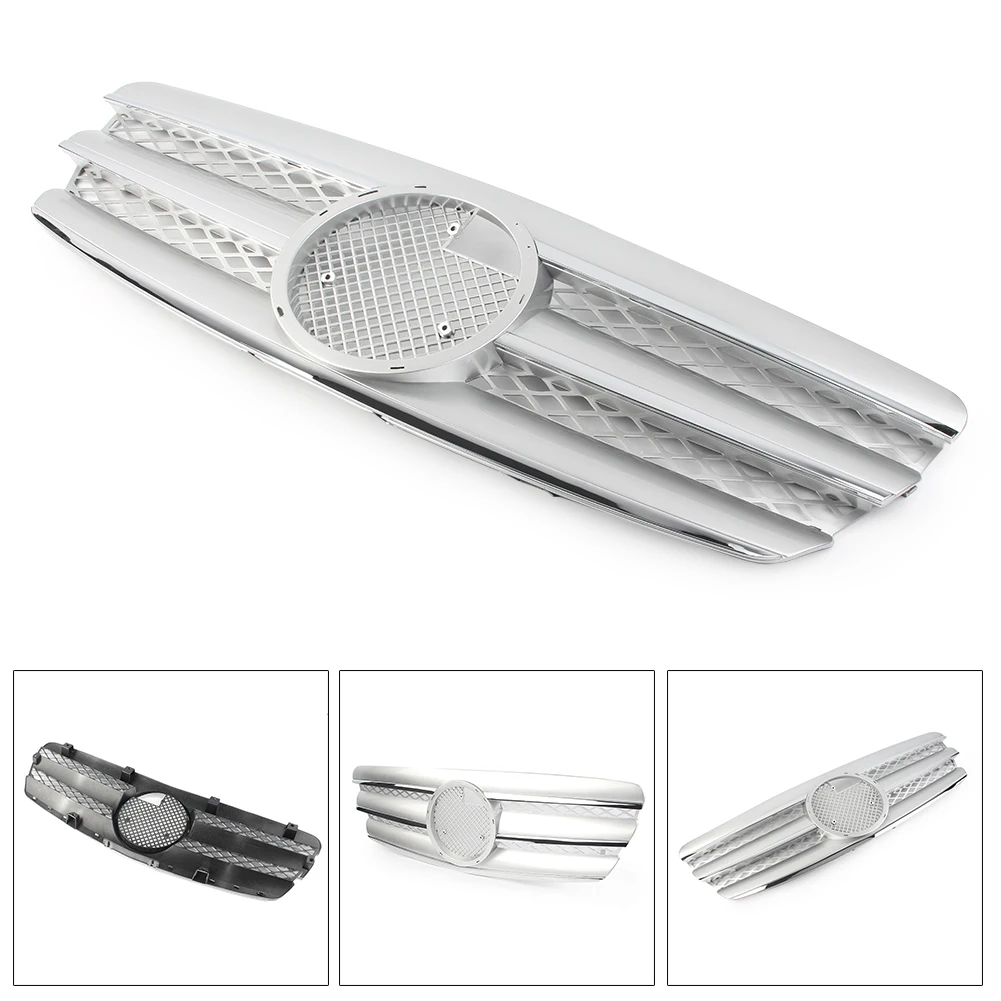 

Car Silver Front Grille 3-Pin Mesh Grill For Mercedes Benz E-Class W211 E320 E350 E500 E55 E63 2003 2004 2005 2006 ABS Plasitc