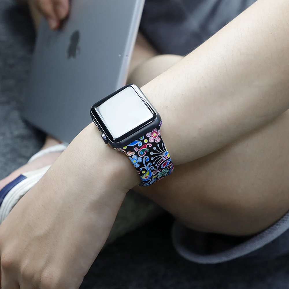 Часы-браслет для наручных часов Apple Watch 4/3/2/1 42 мм 44 мм или 38 мм 40 мм ремешок силиконовый ремень для наручных часов Iwatch, спортивный ремешок замена активный полос