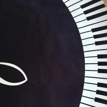 

Carpet Music Symbol Piano Key Black White Round Carpet Non-Slip Carpet Home Bedroom Mat Floor Decoration