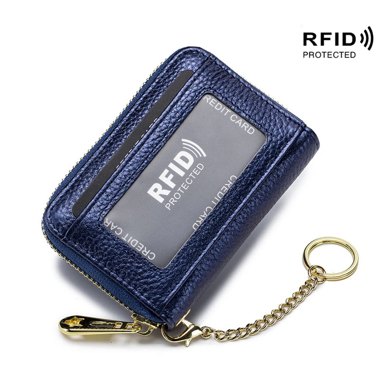 

Genuine Leather Organizer Business RFID Credit Card Holder Cowhide Minimalist Women Travel Card Bag Men Small Wallet