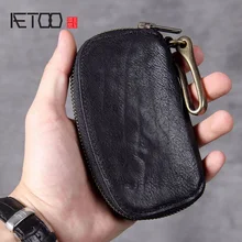 AETOO винтажная кожаная сумка для ключей на талии, чистая медная Пряжка, ручная работа, настоящая Сумка-пикап, нулевой кошелек