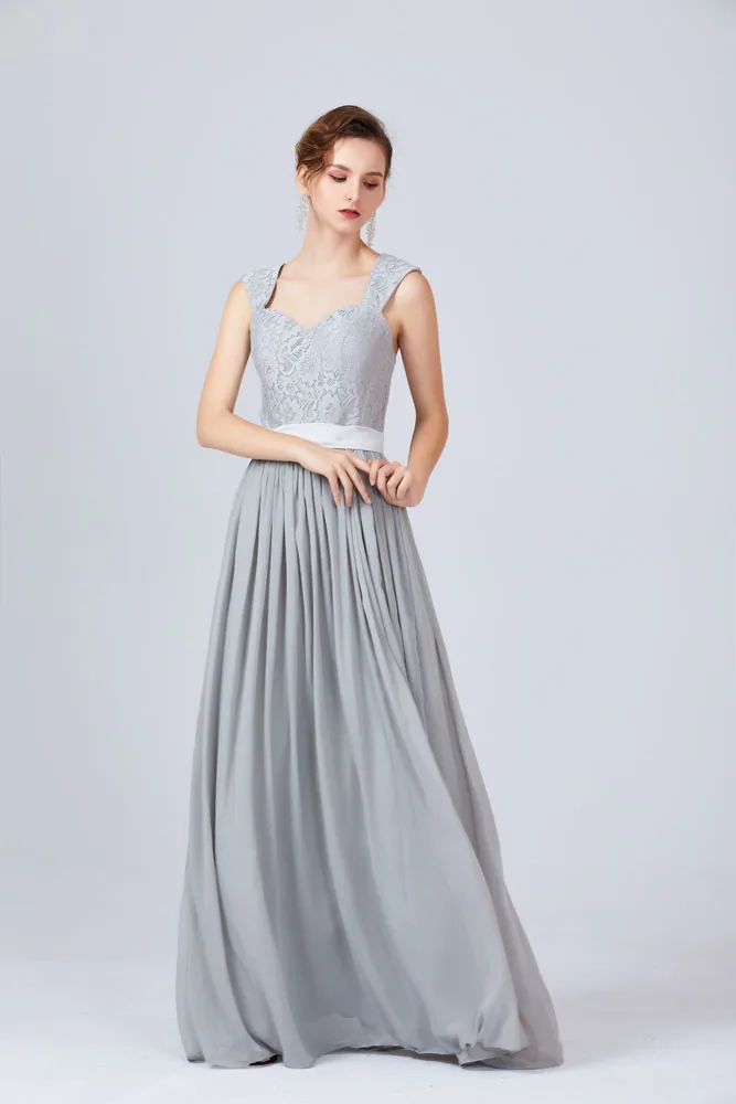 Lace Up Women Evening Dress Vestido de Fiesta Grey Color Celebrate Party Dress Elegant A-Line Long Dress Embroidery Dres WS-3773 Evening Dresses