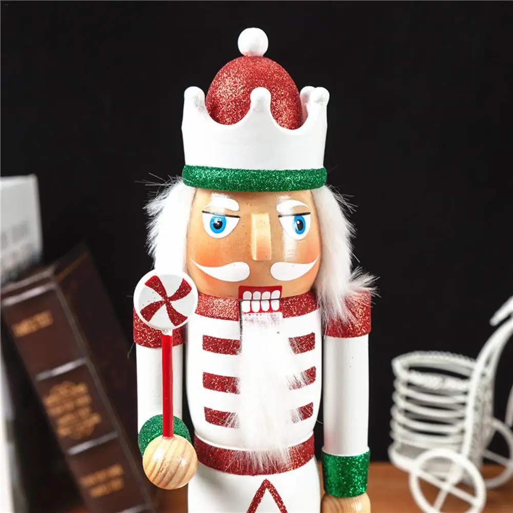 

2PCS/Set Christmas Wooden Nutcracker Soldier Jewelry 38CM Color Pink Green Series for Children's Christmas Gift