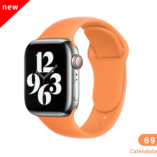 Soft Silicone Sport Band for Apple Watch SE 7 Series 44MM 40MM rubber Watchband Strap on smart iWatch 654321 42MM 38MM bracelet Calendula