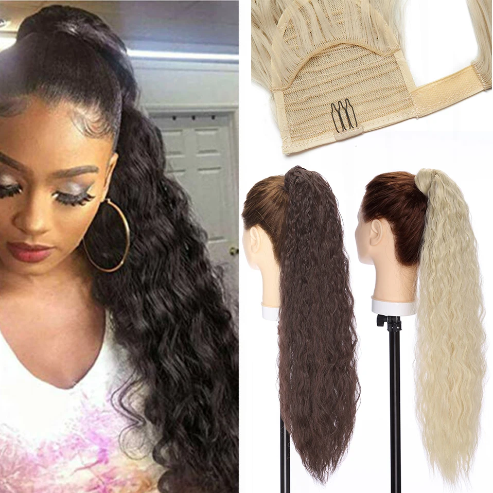 

Benehair 26 Inches Long Wavy Curly Fake Hair Wrap Around Clip In Ponytail Synthetic Hairpiece For Women High Temperature Fiber