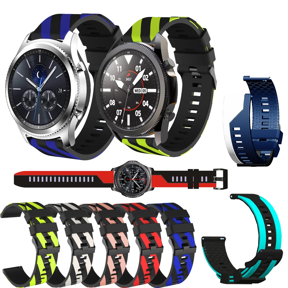 Мягкий силиконовый спортивный ремешок 22 мм для Samsung Gear S3 Frontier/Classic/Galaxy watch 46/3 45