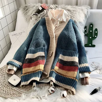 

Lazy Wind Sweaters Female Cardigans 2019 New Spring Autumn Elegant Single Breasted V Neck Long Sleeve Knitted Outwear Women