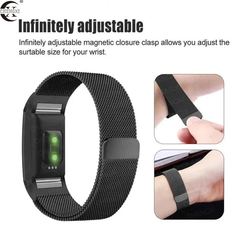 Металлический браслет из нержавеющей стали для браслета Fitbit charge 2 Миланская петля Магнитный Fitbit charge 3 ремешок умный Браслет для наручного ремешка