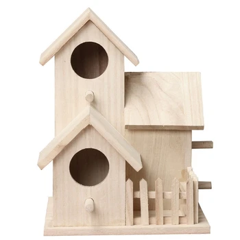 

Wood Birds Nest Box New DIY Breeding Parrot Cockatiels Swallows Nest Outdoors Roof Wooden Bird House Hanging Decor
