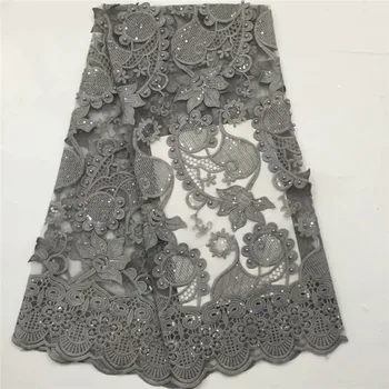 

Latest Onion Color gray beads French Nigerian Lace Fabrics Sequins African French Velvet Tulle Lace African Lace Fabric Wedding