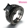 Fashion Men/Women Black Ring Simple Stainless Steel Zircon Men Ring Romantic Rhinestones Heart Women Ring Set Engagement Gift ► Photo 2/6