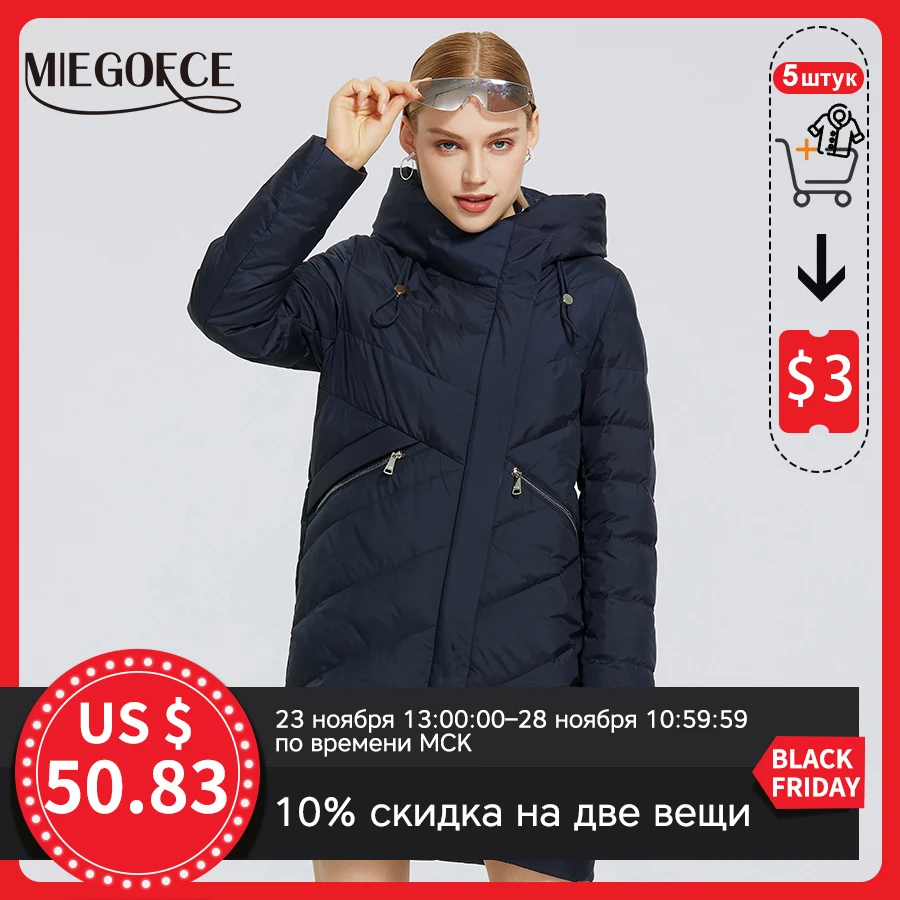 MIEGOFCE 2020 Зимняя новая женская хлопковая ветрозащитная куртка наклонный пиджак