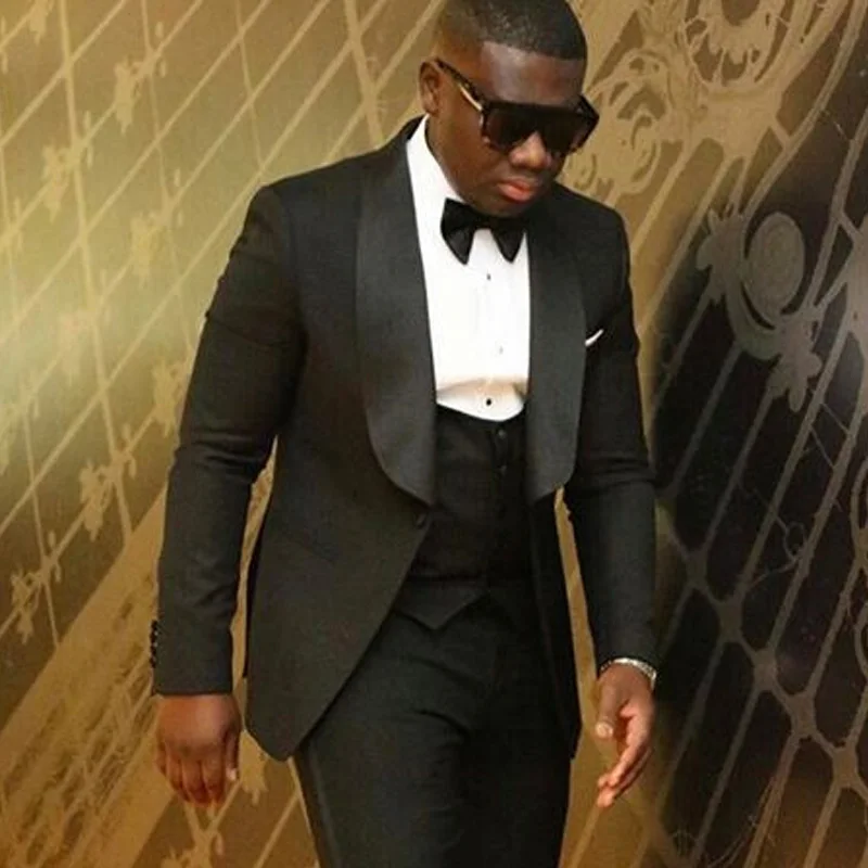 New-Style-Black-Groom-Tuxedos-Shawl-Lapel-Groomsmen-Best-Man-Mens-Wedding-Suit-Jacket-Pants-Vest