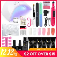 Набор для ногтей, полигель, набор для маникюра, Гель-лак для наращивания, УФ лампа, Сушилка для ногтей, Гель-лак для ногтей, электрический набор сверл