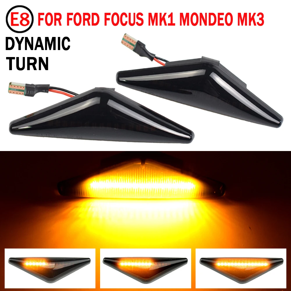 2PCS Repeater Side Marker LED Dynamic Turn Signal Light Blinker Sequential Lamp For Ford Focus Mk1 Mondeo Mk3