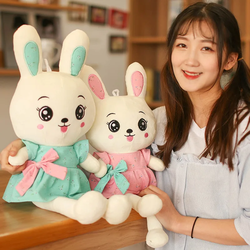 

Cute Cartoon Large Size Bow Floral Skirt Rabbit Girls Plush Toys Doll Birthday Gift